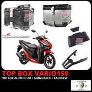 HONDA VARIO125 VARIO150 ALUMINIUM TOP BOX TANKER 28L 38L 45L 55L 65L + MONORACK + BACKREST CUSHION