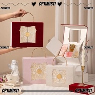OPTIMISTI8E Baroque Suede Gift Box, Handheld European Hand Gift Box, Luxury Flip Up Metal Handle Dou