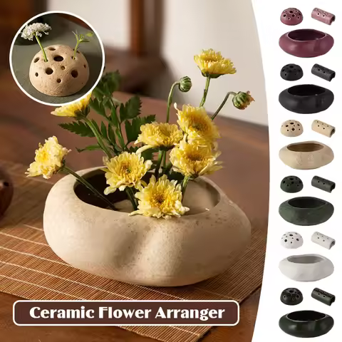 Japanese Style Ikebana Vase Ceramic Lotus Seedpod Zen Tea Table Desktop Flower Arrangement Utensils 