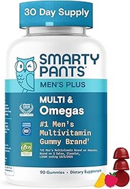 SmartyPants Men's Multivitamin Gummies - Improved Formula: Omega 3 (DHA/EPA), Methylfolate, Vitamin 