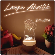 ORANGE Lampu Tidur Hias LED 3D Acrylic Transparant Kaca Bening Motif Lucu - Lampu LED 3D Akrilik