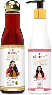 Follikesh Onion Hair Oil for Hair Growth &amp; Hair Fall Control with Olive Oil, Sesame Oil &amp; Black Seed Oil Extracts - 200ml