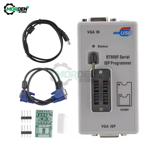 Newest RT809F ISP Programmer/ RT809 LCD USB Programmer 24-25-93 Serise IC with 11 Adapters Repair To