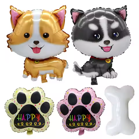 New Husky Koji Dog Palm Print Aluminum Balloon Pet Dog Party Birthday Decorative Aluminum Foil Ballo