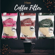Maruki Disposable Paper Coffee Filters -Unbleached 3 types (1-2Cups / 2-4 Cups / 4-7 Cups)