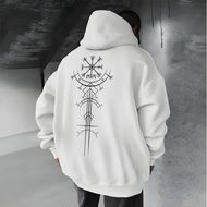 Men's Patterned Hoodie PremiumWanita Thick Material Grade Ancient Viking Rune Magic Pattern Outdoor 