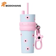 STAR+ แก้วน้ำสแตนเลส 316 เคลือบเซรามิก ขนาด 710 มล. มีหลอดดูด พับเก็บได้ มีที่เก็บฝาหลอด Starplus