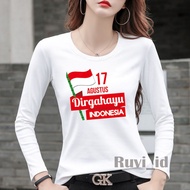 MERAH Independence Day 2025 Red and White Adult T-Shirt Kous 17Agustus Women's T-Shirt Indonesian Fl