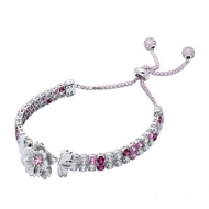純銀八心八箭鋯石雙併手鍊 - 櫻花(銀色)