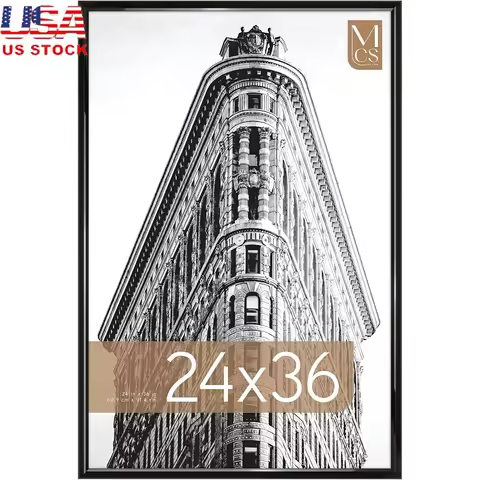 Large Black Poster Frame 24x36 High-Gloss Vertical Horizontal Wall Mount Picture Frame Lightweight D