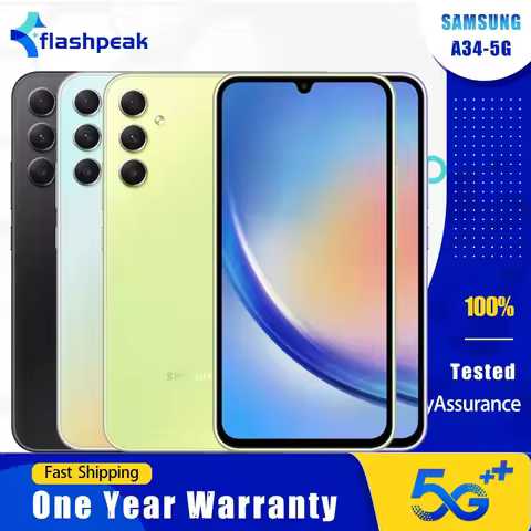Original Samsung Galaxy A34 A346B 5G Mobile Phone NFC Dual SIM 6GB+128GB 120Hz 6.6'' 48MP+8MP+13MP O