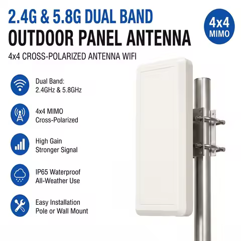 Outdoor Dual Band 2.4G/5.8G Wireless Antenna Dual Polarity for WiFi LoRaWAN Directional Antenna Comp