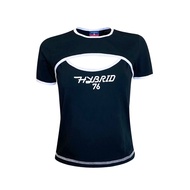 Hybrid Crop Top ไฮบริดเสื้อยืดผู้หญิงทรงครอป สีดำ(Blabk) WTS-1050-BL เสื้อสตรีท เสื้อคอตตอน ครอปรัด