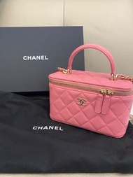 [100% new 全新] 22B Chanel small leather goods vanity case in pink lamb skin 香奈兒 長盒子 粉紅色 羊皮 廢包