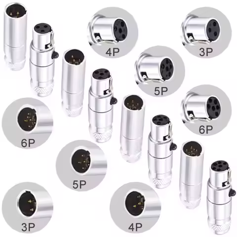 Mini XLR Connector 2Pcs Mini XLR Connector Zinc Alloy Copper Pins Aviation Plug Male Female Socket A