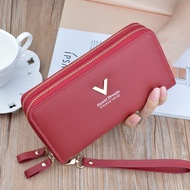 Double zipper hand wallet 2022 new women's wallet long fashion large-capacity double-decker wallet mobile phone bag