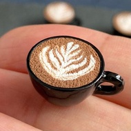 放鬆片刻的葉片拉花拿鐵【接單製作】迷你模型 咖啡杯