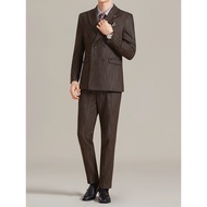 Commuter British Style Double-Breasted Suit Men Suit Groom Wedding Groom Dress Gentleman Business Ca