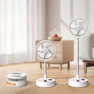 充電式電風扇 定時/LED夜燈/四段風速 伸縮/摺疊露營桌上型立扇