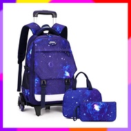 【Ready Stock】 ค ◤ ζ G13 for grades 4-6 kids trolley schoolbag book bag boys girls backpack waterproof removable children school bags with 6 wheels