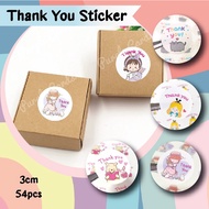 Thank You Stickers Round Shape / Birthday Sticker Sticker Hari jadi / pelekat / Rainbow Sticker 54pc