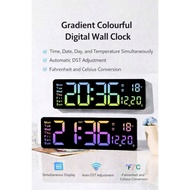 Gradient LED Digital Wall Clock – Time, Date, Temp Display, Auto DST, °C/°F Switch, Modern Minimalis