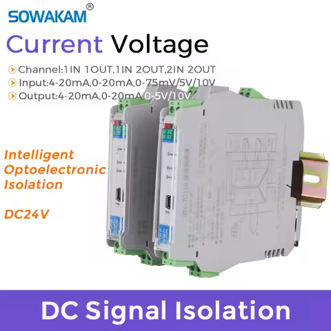 DC Signal Isolator 4-20mA 0-20mA 0-75mV 5V 10V Load 500Ω Current And Voltage Signal Distribution Iso