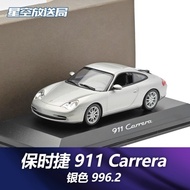 Ready Stock Special Offer Porsche 911 Carrera GT3 996 Metallic Silver Sports Car Mini Cut GT Model 1