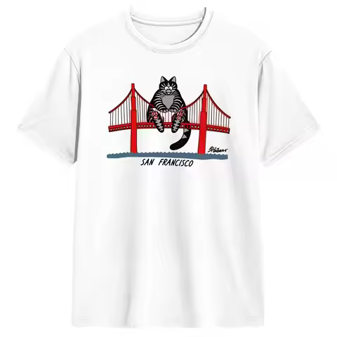 Project Hail Mary Ryan Gosling B Kliban Cat San Francisco Bridge Leisure Cotton Tee Shirt Short Slee