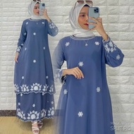 GAMIS MELAYU MALAYSIA BORDIR 2 TINGKAT SOLDER MOTIF BUNGA MEWAH