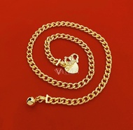 [VJ]Cop916 Anklet “W:4mm“ 999.9 Gold Plated L:26cm - 27cm {Rantai Kaki}