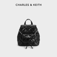 CHARLES&amp;KEITH กระเป๋าเป้สะพายหลังใหม่ CK2-60151400 กระเป๋าเป้สะพายหลังอเนกประสงค์แบบนุ่มความจุขนาดใหญ่เพชร Backpacks Bag Cream