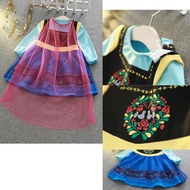 7Colors Frozen Princess Anna Casual Dress For Kids Girl Blue Yellow Baby Dresses Halloween Christmas Girls Daily Outfits