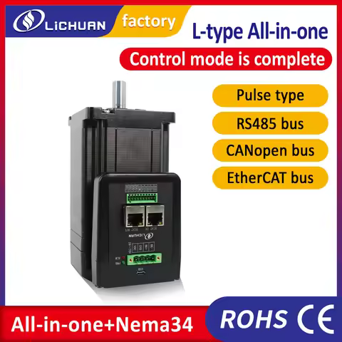 Lichuan Nema34 Integrated Stepper Motor 4.5Nm 8.5Nm 12Nm DC24-70V 6A Ethercat/Pulse/Modbus RS485/CAN
