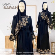 Abaya Dress Lace Sulam SARAH with Wide Shawl : Baju Jubah Abaya Muslimah Hitam Putih Plus Size Murah LISETTA