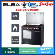 [Seller's Own Fleet] ELBA EGC-C9703G(BK) 70L I 90cm Gas Cooker with Gas Oven I 4 Function