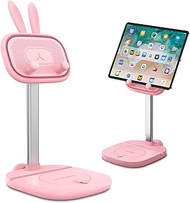 OATSBASF Cute Bunny Tablet Stand for Desk, Adjustable Height Tablet Stand Holder Dock Compatible wit