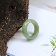 Genuine Burmese Jade Ring Natural Color-Green Plain Shape Size 55-56mm.