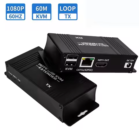 1080P HD USB Extender over Single RJ45 Cat6/6E Cable 60M HDMI Ethernet Extender Video Extension Tran
