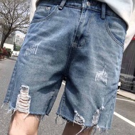 วินเทจ กางเกงขาสั้นชาย กางเกงยีนส์ขาสั้น ขาด Jeans ยีนส์ขาสั้น Uni กางเกง5ส่วน ลำลอง แฟชั่น กางเกงผู้ชาย สีน้ำเงิน S-3XL