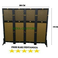 4 Door Synthetic Rattan Partition Sketch