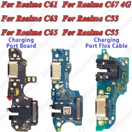For Realme C53 C55 C61 C63 C65 C67 4G With headphone jack Charge Board Charging Port Usb Connector D