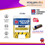 5L -  Nippon Paint Matex Weathergold Exterior Wall - COLOR OPTION [ANY COLOR - PM CODE] + Freegift