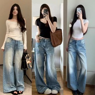 Vintage Jeans Fade Long Tube Women's Loose Size Xs-2XL Seluar Jeans Perempuan Jeans Women