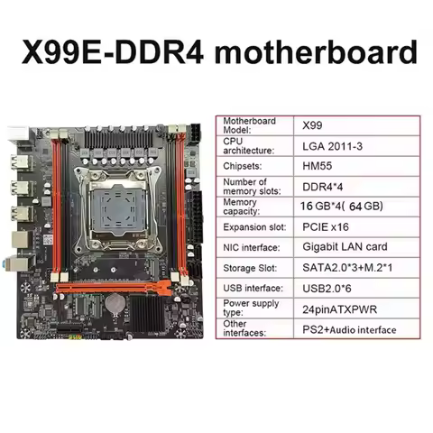 goodidea X99E DDR4 Motherboard LGA2011-3 Supports 4XDDR4 RECC RAM M.2 NVMe Gigabit LAN Card X99 Comp