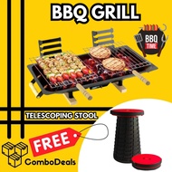 All Steel Hibachi Griller Charcoal Barbeque Grill with FREE Portable Telescoping Stool