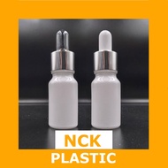 [117pcs / 1 tray] White Essential Oil Bottle w/ Silver Ring | NCK Plastic | 15ml