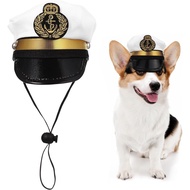 Topi Kapten Binatang Amosfun Pelaut Kapten Laut Kapten Putih Topi Kapten Anjing Kucing Anjing Pelaut