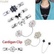 YUJIN Cardigan Clip Women's Gift  Sweater Blouse Pin Retro Carved Flower Duck-mouth Plated Metal Cli