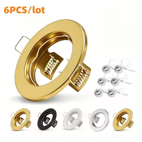 6pcs Recessed Downlight Frame LED Ceiling Fixtures Downlight GU10 MR16 Ceiling Spot Lights Fitting F
